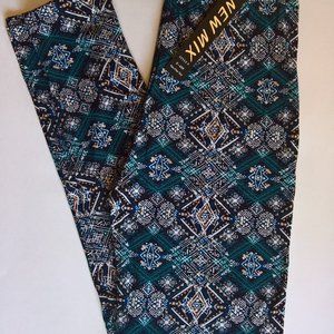 Black Turquoise Tribal Print Leggings size 2-12